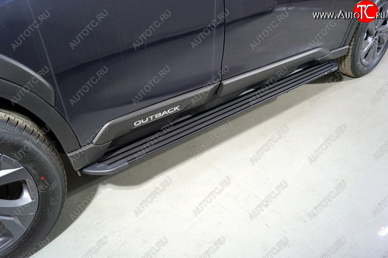 21 999 р. Пороги алюминиевые Slim Line ТСС Тюнинг  Subaru Outback  BT (2019-2025) универсал (Black)  с доставкой в г. Майкоп