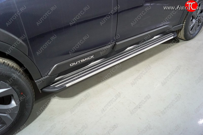 20 599 р. Пороги алюминиевые Slim Line ТСС Тюнинг  Subaru Outback  BT (2019-2025) универсал (Silver)  с доставкой в г. Майкоп