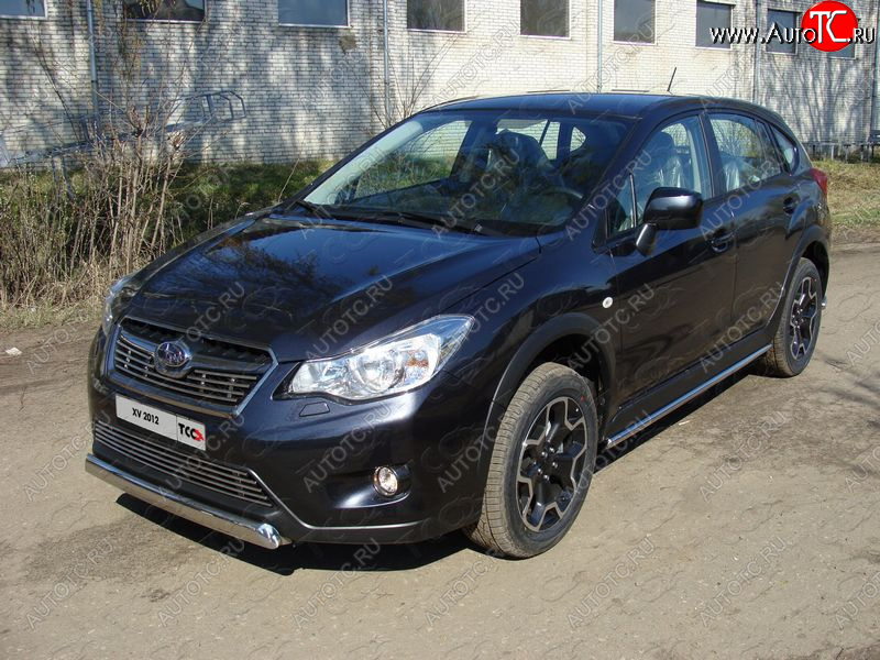 9 549 р. Защита переднего бампера нижняя овальная 75х42 мм ТСС Тюнинг  Subaru XV  GP/G33 (2012-2016) дорестайлинг (нержавейка)  с доставкой в г. Майкоп