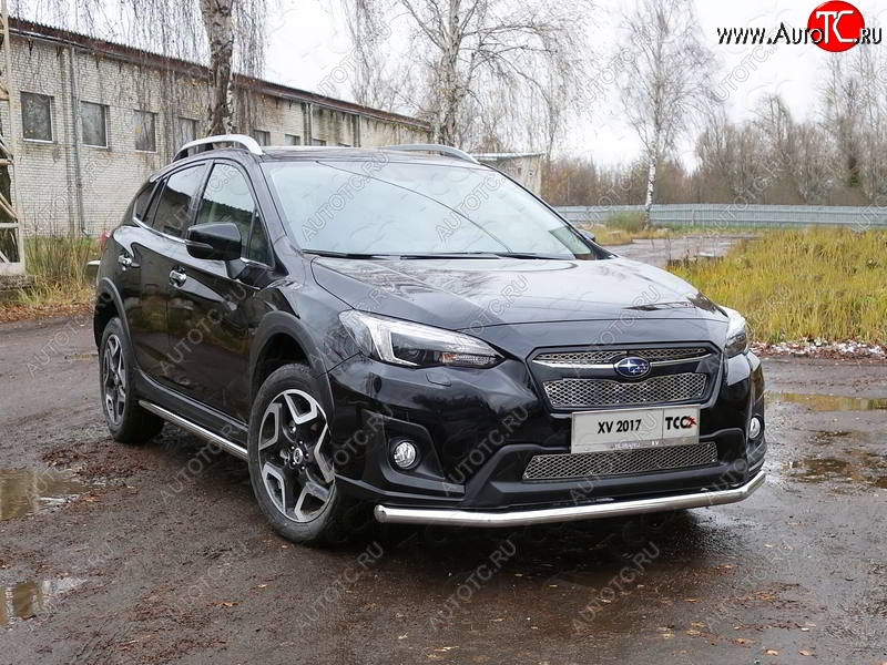 17 649 р. Защита переднего бампера нижняя d60,3 мм ТСС Тюнинг Subaru XV GT/G24 дорестайлинг (2017-2021) (нержавейка)  с доставкой в г. Майкоп