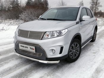 Защита переднего бампера нижняя с ДХО 60,3 мм ТСС Тюнинг Suzuki Vitara  LY (2015-2019) дорестайлинг (нержавейка)