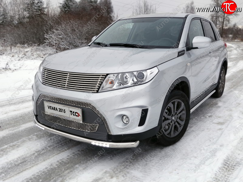 33 849 р. Защита переднего бампера нижняя с ДХО 60,3 мм ТСС Тюнинг Suzuki Vitara LY дорестайлинг (2015-2019) (нержавейка)  с доставкой в г. Майкоп