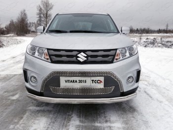 Защита переднего бампера нижняя овальная 75х42 мм ТСС Тюнинг Suzuki Vitara  LY (2015-2019) дорестайлинг (нержавейка)