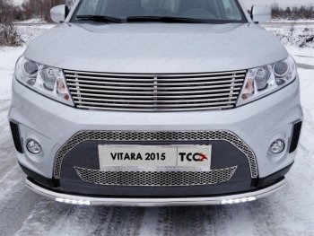 Декоративная вставка переднего бампера ТСС Тюнинг Suzuki Vitara  LY (2015-2019) дорестайлинг (d 12 мм)