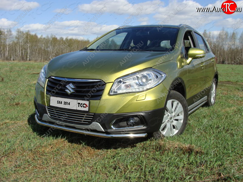 14 699 р. Защита переднего бампера нижняя d42,4 мм ТСС Тюнинг Suzuki SX4 JYB, JYA хэтчбэк дорестайлинг (2013-2016) (нержавейка)  с доставкой в г. Майкоп
