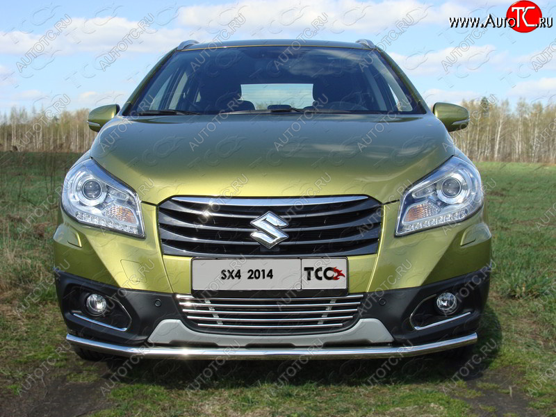 5 849 р. Декоративная вставка переднего бампера ТСС Тюнинг  Suzuki SX4  JYB, JYA (2013-2016) хэтчбэк дорестайлинг (d 12 мм)  с доставкой в г. Майкоп