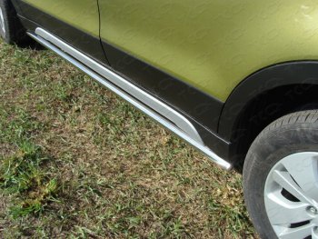 Защита порогов труба d42,4 мм ТСС Тюнинг Suzuki SX4  JYB, JYA (2013-2016) хэтчбэк дорестайлинг (серые)