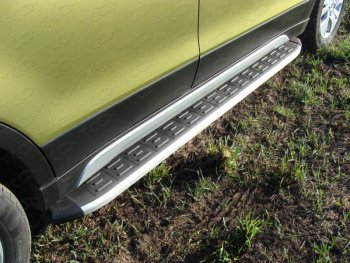 Пороги алюминиевые с пластиковой накладкой ТСС Тюнинг Suzuki SX4  JYB, JYA (2013-2016) хэтчбэк дорестайлинг (серые)