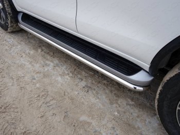 Защита порогов алюминий 42,4 мм, ТСС Тюнинг Toyota Fortuner  AN160 (2015-2020) дорестайлинг