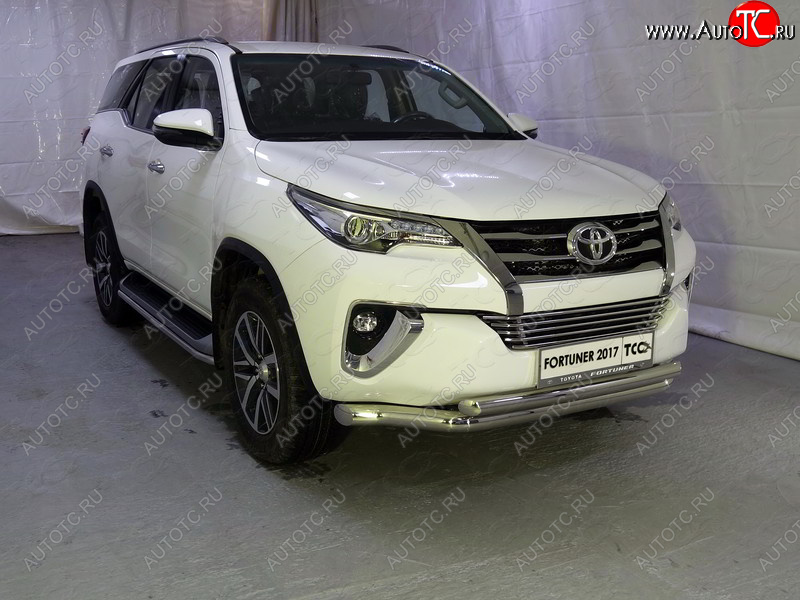 36 299 р. Защита передняя нижняя двойная 76,1*60,3 мм Тюнинг  Toyota Fortuner  AN160 (2015-2020) дорестайлинг (нержавейка)  с доставкой в г. Майкоп