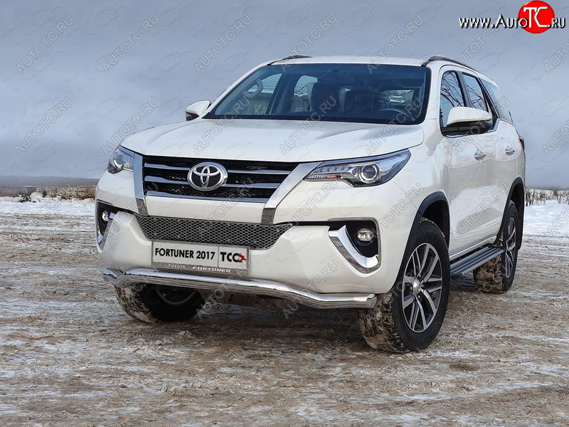 27 599 р. Защита переднего бампера волна d76,1 мм ТСС Тюнинг  Toyota Fortuner  AN160 (2015-2020) дорестайлинг (нержавейка)  с доставкой в г. Майкоп