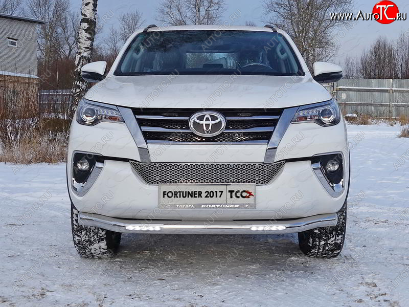 39 749 р. Защита переднего бампера нижняя с ДХО 76,1 мм ТСС Тюнинг  Toyota Fortuner  AN160 (2015-2020) дорестайлинг (нержавейка)  с доставкой в г. Майкоп