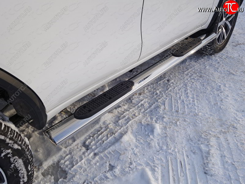 45 999 р. Пороги овальные с накладкой 120х60 мм ТСС Тюнинг  Toyota Fortuner  AN160 (2015-2020) дорестайлинг (серые)  с доставкой в г. Майкоп