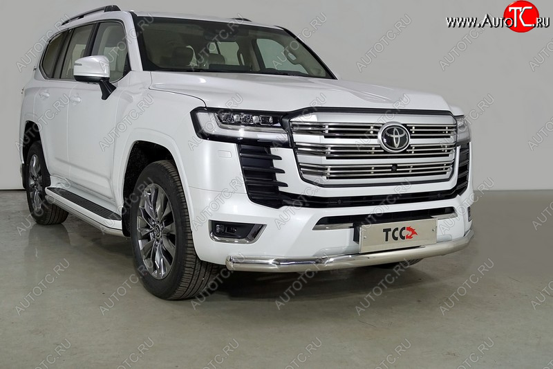 29 999 р. Защита переднего бампера нижняя овальная 75х42 мм ТСС Тюнинг Toyota Land Cruiser J300 дорестайлинг (2021-2025) (нержавейка)  с доставкой в г. Майкоп
