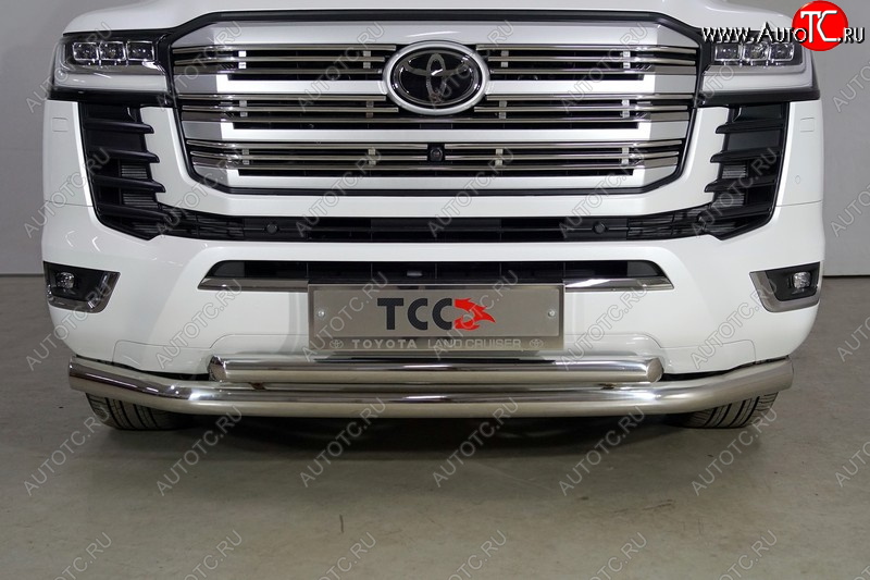 36 999 р. Защита передняя нижняя двойная 76,1*60,3 мм Тюнинг Toyota Land Cruiser J300 дорестайлинг (2021-2025) (нержавейка)  с доставкой в г. Майкоп