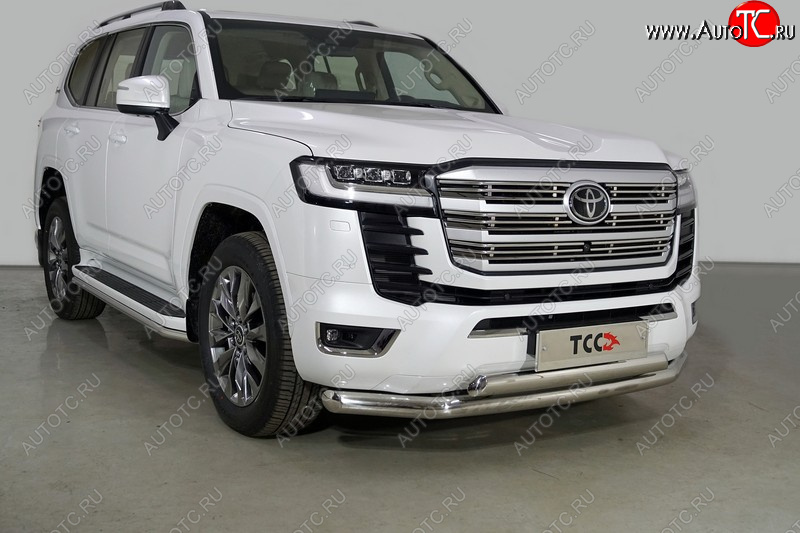 38 799 р. Защита передняя нижняя двойная 76,1*75 мм ТСС Тюнинг Toyota Land Cruiser J300 дорестайлинг (2021-2025) (нержавейка)  с доставкой в г. Майкоп