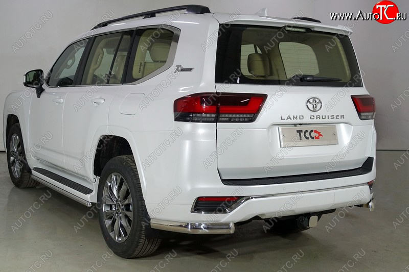 27 999 р. Защита задняя (уголки овальные 75х42 мм) ТСС Тюнинг  Toyota Land Cruiser  J300 (2021-2025) дорестайлинг (уголки овальные)  с доставкой в г. Майкоп