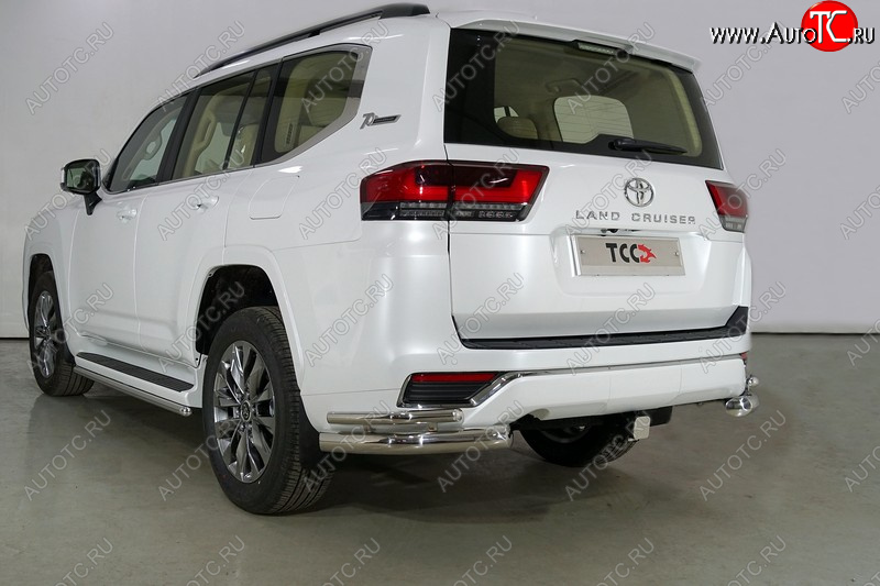 28 749 р. Защита заднего бампера (уголки двойные, d76.1/42.4 мм) TCC  Toyota Land Cruiser  J300 (2021-2025) дорестайлинг  с доставкой в г. Майкоп