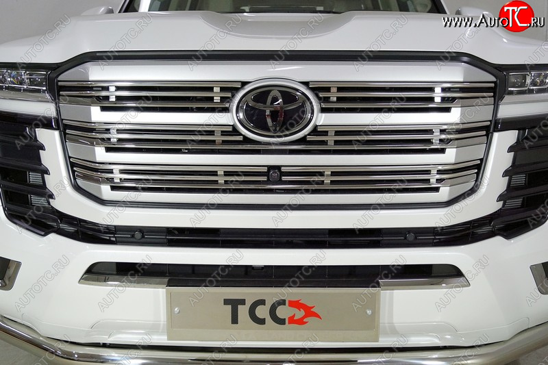 14 699 р. Декоративная вставка решетки радиатора ТСС Тюнинг  Toyota Land Cruiser  J300 (2021-2025) дорестайлинг (d 12 мм)  с доставкой в г. Майкоп
