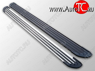 21 999 р. Пороги алюминиевые, ТСС Тюнинг  Toyota Land Cruiser  200 (2007-2012) дорестайлинг (Slim Line Black)  с доставкой в г. Майкоп