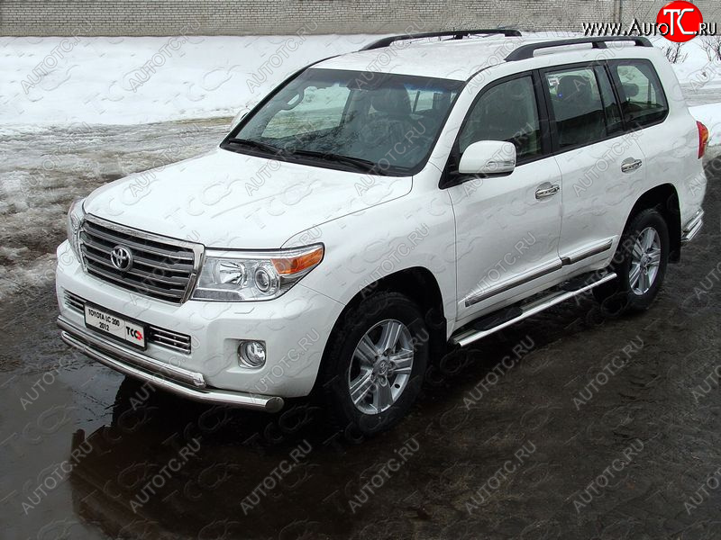 36 299 р. Защита передняя нижняя двойная 76,1*75 мм ТСС Тюнинг Toyota Land Cruiser 200 1-ый рестайлинг (2012-2015) (нержавейка)  с доставкой в г. Майкоп