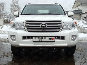 Декоративная вставка переднего бампера ТСС Тюнинг Toyota Land Cruiser  200 (2012-2015) 1-ый рестайлинг (d 16 мм)