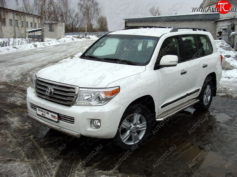 23 899 р. Защита передняя нижняя короткая 75х42 мм ТСС Тюнинг  Toyota Land Cruiser  200 (2012-2015) 1-ый рестайлинг (нержавейка)  с доставкой в г. Майкоп