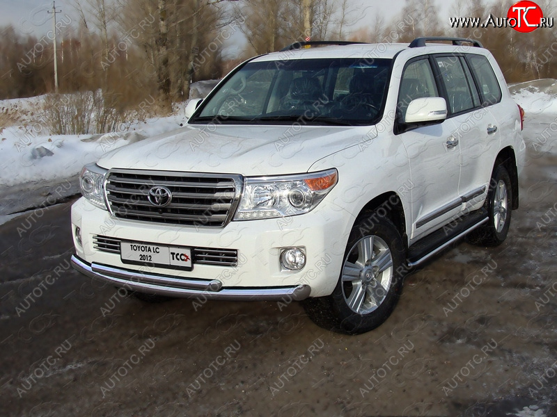 36 299 р. Защита переднего бампера нижняя d76,1*50,8 мм ТСС Тюнинг Toyota Land Cruiser 200 1-ый рестайлинг (2012-2015) (нержавейка)  с доставкой в г. Майкоп