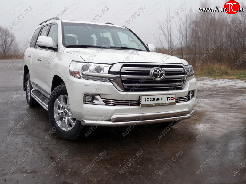 36 299 р. Защита передняя нижняя двойная 76,1*75 мм кроме EXECUTIVE ТСС Тюнинг  Toyota Land Cruiser  200 (2015-2021) 2-ой рестайлинг (нержавейка)  с доставкой в г. Майкоп