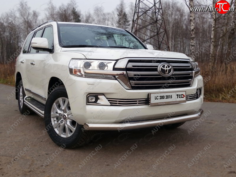 26 499 р. Защита переднего бампера нижняя d76,1 мм (кроме EXECUTIVE) ТСС Тюнинг Toyota Land Cruiser 200 2-ой рестайлинг (2015-2021) (нержавейка)  с доставкой в г. Майкоп