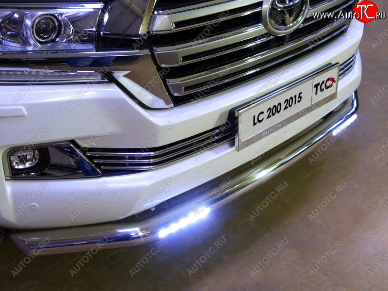 44 999 р. Защита переднего бампера нижняя с ДХО 76,1 мм ТСС Тюнинг  Toyota Land Cruiser  200 (2015-2021) 2-ой рестайлинг (нержавейка)  с доставкой в г. Майкоп