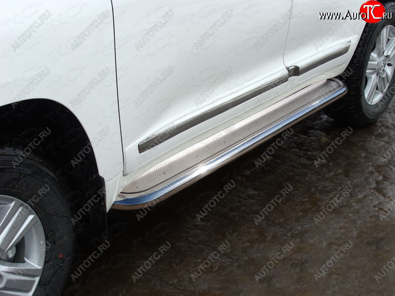 45 999 р. Пороги с площадкой 60,3 мм кроме EXECUTIVE ТСС Тюнинг Toyota Land Cruiser 200 2-ой рестайлинг (2015-2021) (нержавейка)  с доставкой в г. Майкоп