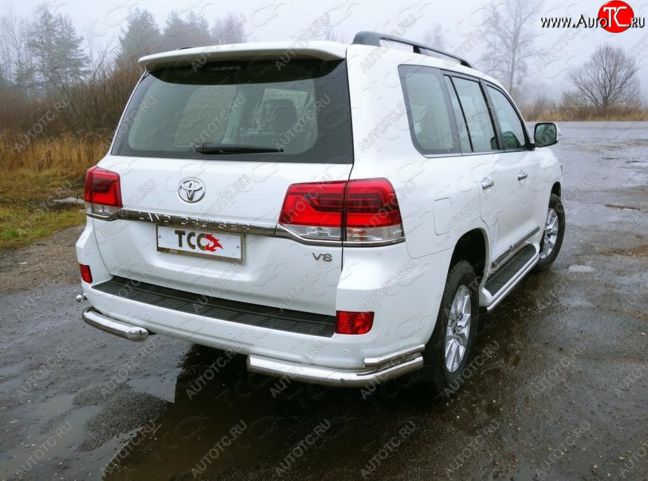 26 499 р. Защита заднего бампера (кроме EXECUTIVE, уголки двойные под фаркоп Е, d76.1/42.4 мм) TCC Toyota Land Cruiser 200 2-ой рестайлинг (2015-2021)  с доставкой в г. Майкоп