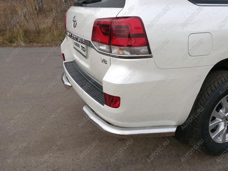 20 599 р. Защита задняя d76,1 мм (уголки под фаркоп Е)(кроме EXECUTIVE) ТСС Тюнинг Toyota Land Cruiser 200 2-ой рестайлинг (2015-2021) (нержавейка)  с доставкой в г. Майкоп
