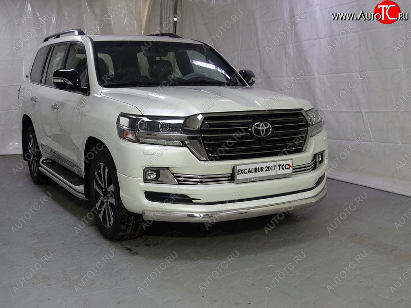 28 299 р. Защита переднего бампера нижняя овальная 75х42 мм ТСС Тюнинг  Toyota Land Cruiser  200 (2015-2021) 2-ой рестайлинг (нержавейка)  с доставкой в г. Майкоп