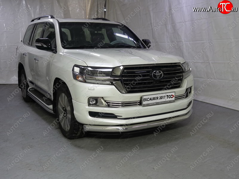 24 999 р. Защита переднего бампера нижняя d76,1 мм (EXCALIBUR) ТСС Тюнинг Toyota Land Cruiser 200 2-ой рестайлинг (2015-2021) (нержавейка)  с доставкой в г. Майкоп