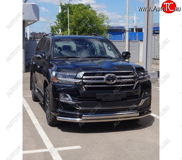 36 299 р. Защита передняя нижняя двойная 76,1*75 мм EXECUTIVE LOUNGE Тюнинг  Toyota Land Cruiser  200 (2015-2021) 2-ой рестайлинг (нержавейка)  с доставкой в г. Майкоп