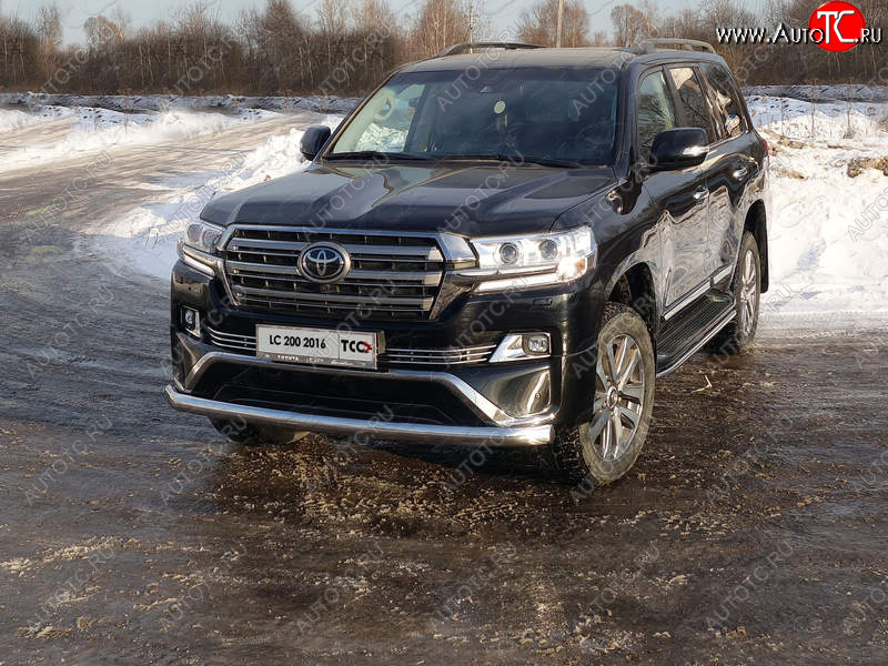 31 399 р. Защита передняя нижняя овальная длинная 75х42 мм EXECUTIVE ТСС Тюнинг  Toyota Land Cruiser  200 (2015-2021) 2-ой рестайлинг (нержавейка)  с доставкой в г. Майкоп