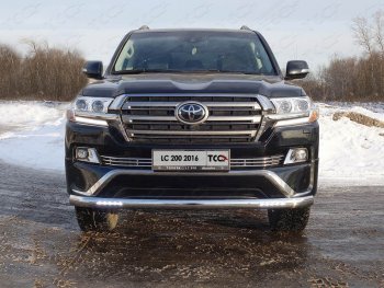 Защита передняя нижняя овальная длинная с ДХО 75х42 мм EXECUTIVE ТСС Тюнинг Toyota Land Cruiser  200 (2015-2021) 2-ой рестайлинг (нержавейка)