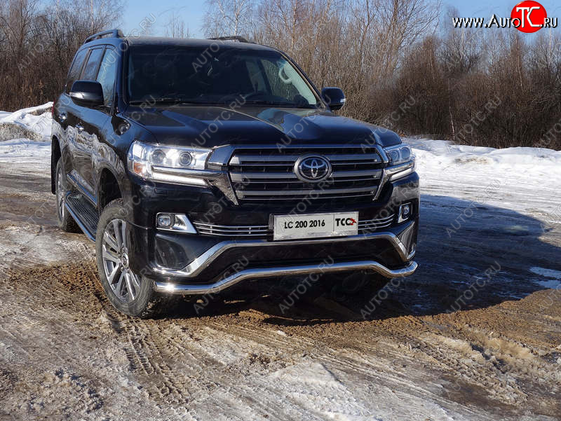 27 599 р. Защита переднего бампера нижняя волна d60,3 мм ТСС Тюнинг Toyota Land Cruiser 200 2-ой рестайлинг (2015-2021) (нержавейка)  с доставкой в г. Майкоп