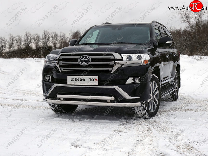 36 299 р. Защита передняя нижняя двойная 76,1*60,3 мм EXECUTIVE Тюнинг  Toyota Land Cruiser  200 (2015-2021) 2-ой рестайлинг (нержавейка)  с доставкой в г. Майкоп