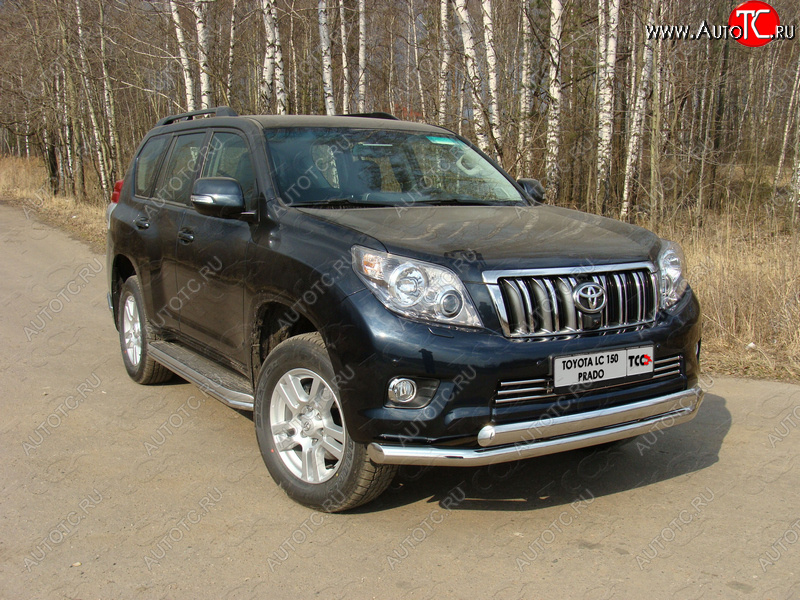 36 299 р. Защита переднего бампера нижняя d76,1*75 мм ТСС Тюнинг  Toyota Land Cruiser Prado  J150 (2009-2013) дорестайлинг (нержавейка)  с доставкой в г. Майкоп