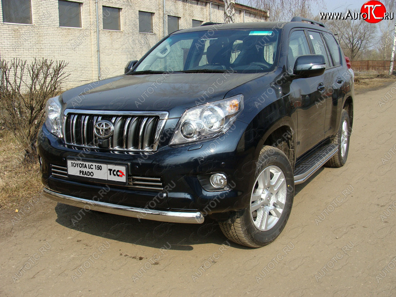 23 899 р. Защита переднего бампера нижняя 75*42 мм ТСС Тюнинг  Toyota Land Cruiser Prado  J150 (2009-2013) дорестайлинг (нержавейка)  с доставкой в г. Майкоп