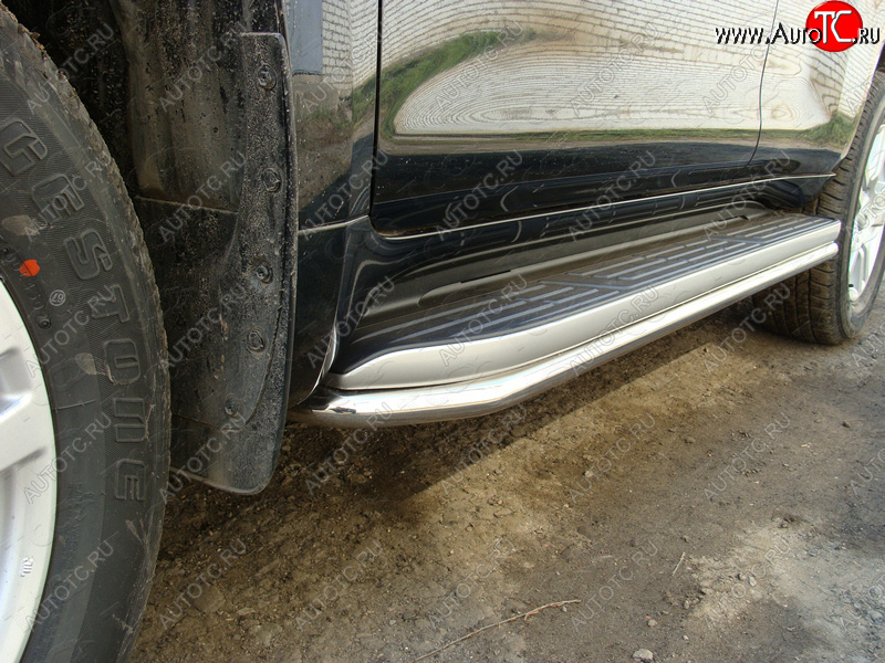 17 649 р. Защита порогов алюминий 42,4 мм, ТСС Тюнинг Toyota Land Cruiser Prado J150 дорестайлинг (2009-2013)  с доставкой в г. Майкоп