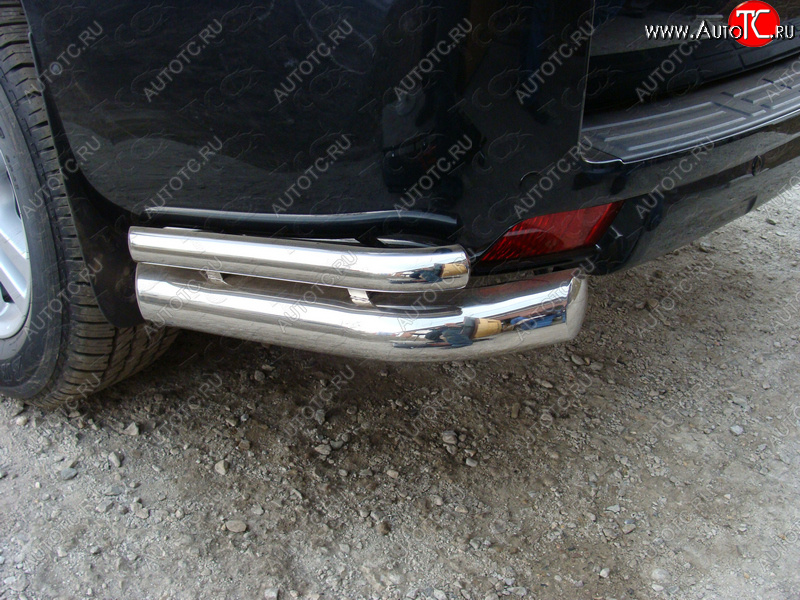 26 499 р. Защита задняя (уголки, нержавейка 76,1*42,4 мм) ТСС Тюнинг  Toyota Land Cruiser Prado  J150 (2009-2013) дорестайлинг  с доставкой в г. Майкоп