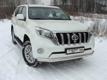 Защита переднего бампера нижняя 75*42 мм ТСС Тюнинг Toyota Land Cruiser Prado  J150 (2013-2017) 1-ый рестайлинг (нержавейка)