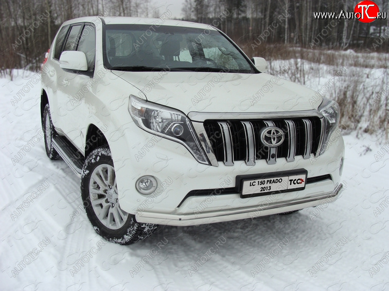 28 299 р. Защита переднего бампера нижняя 75*42 мм ТСС Тюнинг Toyota Land Cruiser Prado J150 1-ый рестайлинг (2013-2017) (нержавейка)  с доставкой в г. Майкоп
