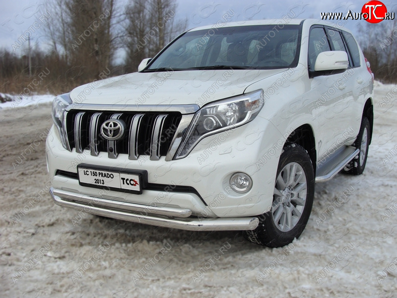 36 299 р. Защита переднего бампера нижняя d76,1*50,8 мм ТСС Тюнинг Toyota Land Cruiser Prado J150 1-ый рестайлинг (2013-2017) (нержавейка)  с доставкой в г. Майкоп