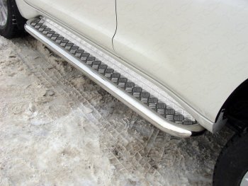 Пороги с площадкой 60,3 мм ТСС Тюнинг Toyota Land Cruiser Prado J150 2-ой рестайлинг (2017-2020) (серые)