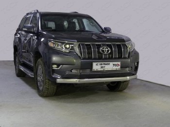 Защита переднего бампера нижняя овальная 75х42 мм ТСС Тюнинг Toyota Land Cruiser Prado  J150 (2017-2020) 2-ой рестайлинг (нержавейка)